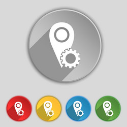 map pointer setting icon sign symbol on five flat vector image