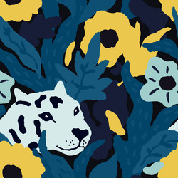 seamless tropical jungle pattern with leopard vector image