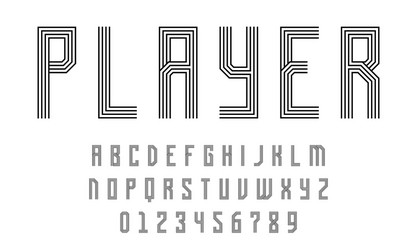set alphabets font modern design with lines vector image