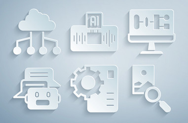 set neural network algorithm chat bot photo vector image