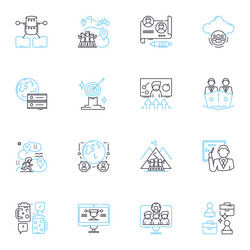 synchronized effort linear icons set synergy vector image