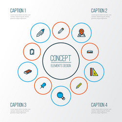 tool icons colored line set with stapler map vector image