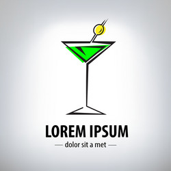 Cocktail party glass design logo vector