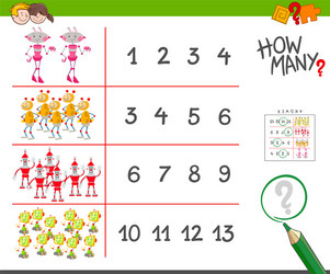 counting task with robots cartoon vector image