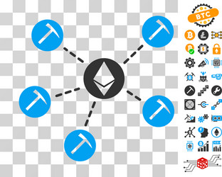 Ethereum mining pool icon with bonus vector