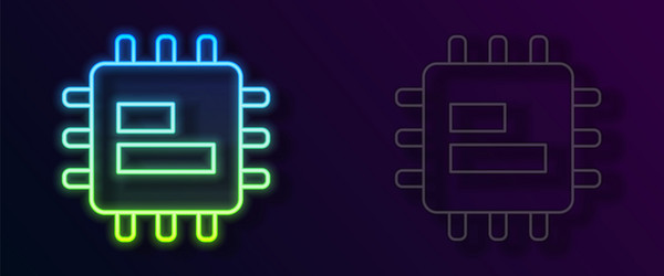 glowing neon line computer processor vector image