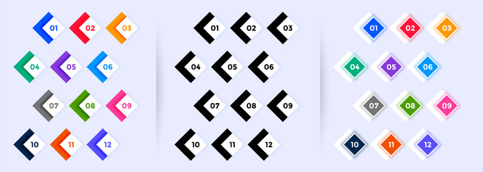 modern bullet points big set from number one vector image