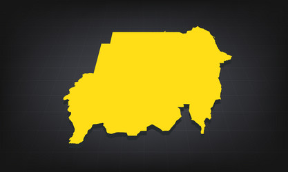 yellow 3d map of sudan on a dark background vector image