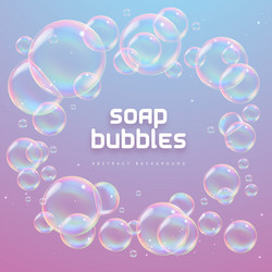 abstract background with realistic soap bubbles vector image