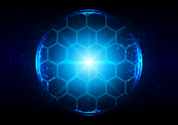 abstract blue lighting with hexagon and mesh vector image