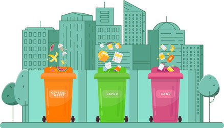 concept of garbage sorting and recycling vector image
