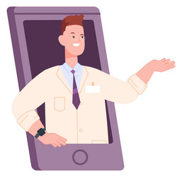 Man gesturing from smartphone screen virtual vector