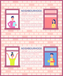 Neighbourhood poster copy space text brick wall Vector Image