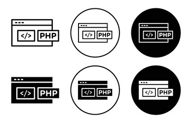 php icon collection of outline thin line symbol vector image