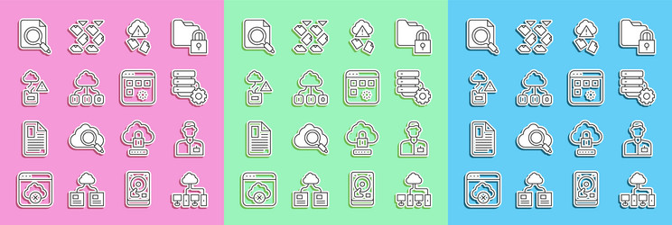 set line computer network analyst engineer server vector image