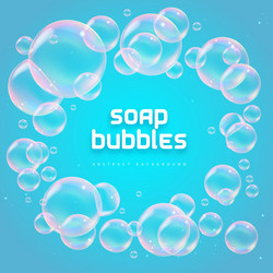 abstract background with realistic soap bubbles vector image