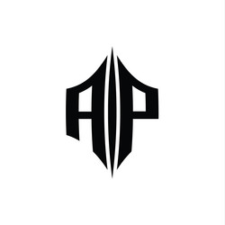 Ap letter logo monogram hexagon emblem shape Vector Image