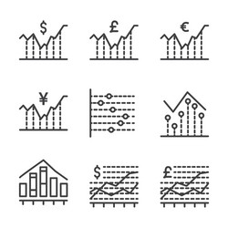 chart and analytic icon set outline include vector image