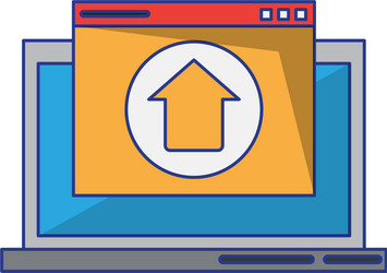 computer with upload sign vector image
