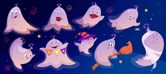 Cute friendly ghost Royalty Free Vector Image - VectorStock