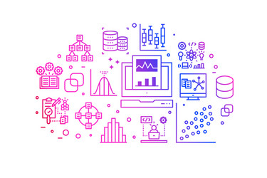 Data Analysis Line Icons - Gradient vector image