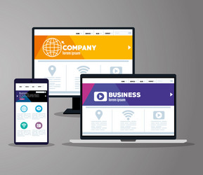 mockup responsive web concept website development vector image