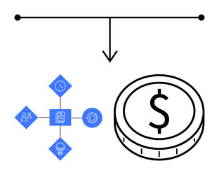 process workflow connecting resources and dollar vector image
