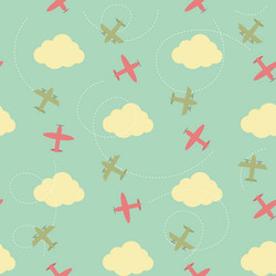 seamless pattern with clouds and planes vector image