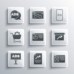 set document with graph chart browser window vector image