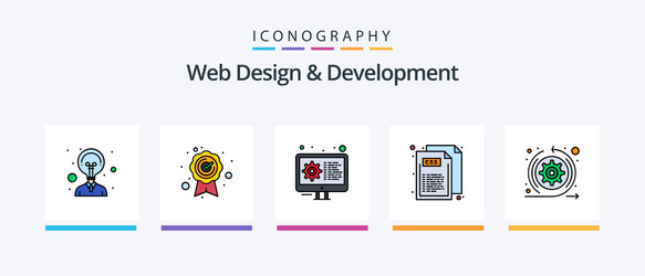 web design and development line filled 5 icon vector image