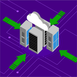 3d cloud computing icon connected to servers vector image