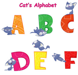 Cute Alphabet Cat Set Vector Image