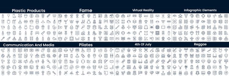 linear style icons pack in this bundle include vector image