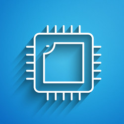 white line computer processor with microcircuits vector image