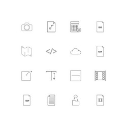 files and folders sign linear thin icons set vector image