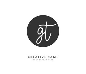 G t gt initial letter handwriting and signature Vector Image