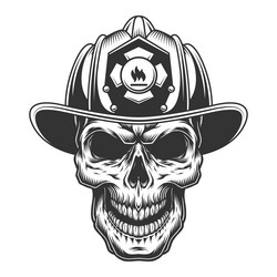 skull in the firefighter helmet Vector Image