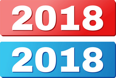 2018 caption on blue and red rectangle buttons vector image