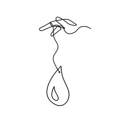 abstract drop with hand as line drawing on white vector image