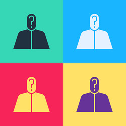 pop art anonymous man with question mark icon vector image