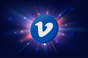 vimeo app 3d icon on space background with rays vector image