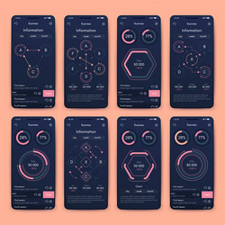 different ui ux gui screens and flat web icons vector image