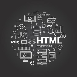 Html coding linear concept on black vector