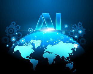 ai world map cyber internet network connection vector image
