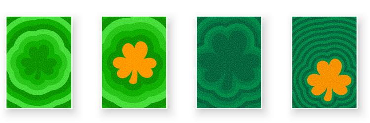 shamrocks and clovers with vibrant ripple patterns vector image