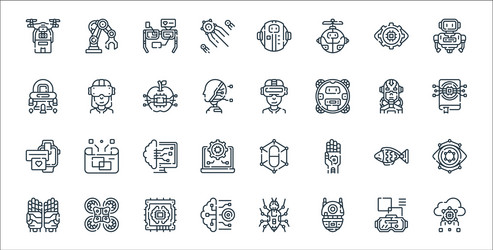 robotics line icons linear set quality vector image