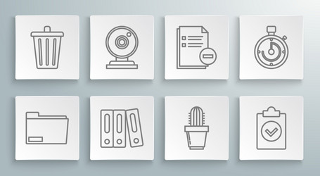 set line document folder web camera office vector image