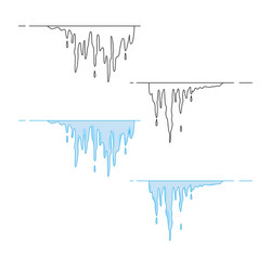 set of icicles in linear and full color styles vector image