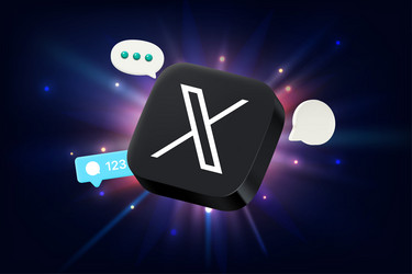 x app 3d icon with different speech clouds vector image