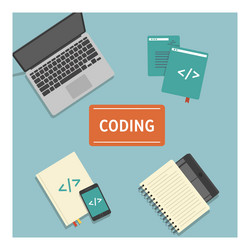 coding workspace with laptop notebook vector image